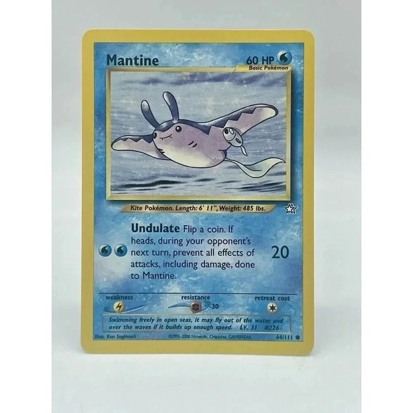 Mantine‎ 64/111 Neo Genesis Pokemon TCG WOTC Non Holo Vintage 2000 NM - Picture 1 of 6